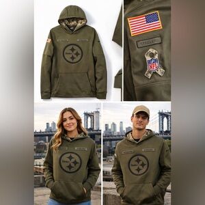 Nike Steelers Salute To Service Hoodie Youth XL Olive Camo NFL On Field